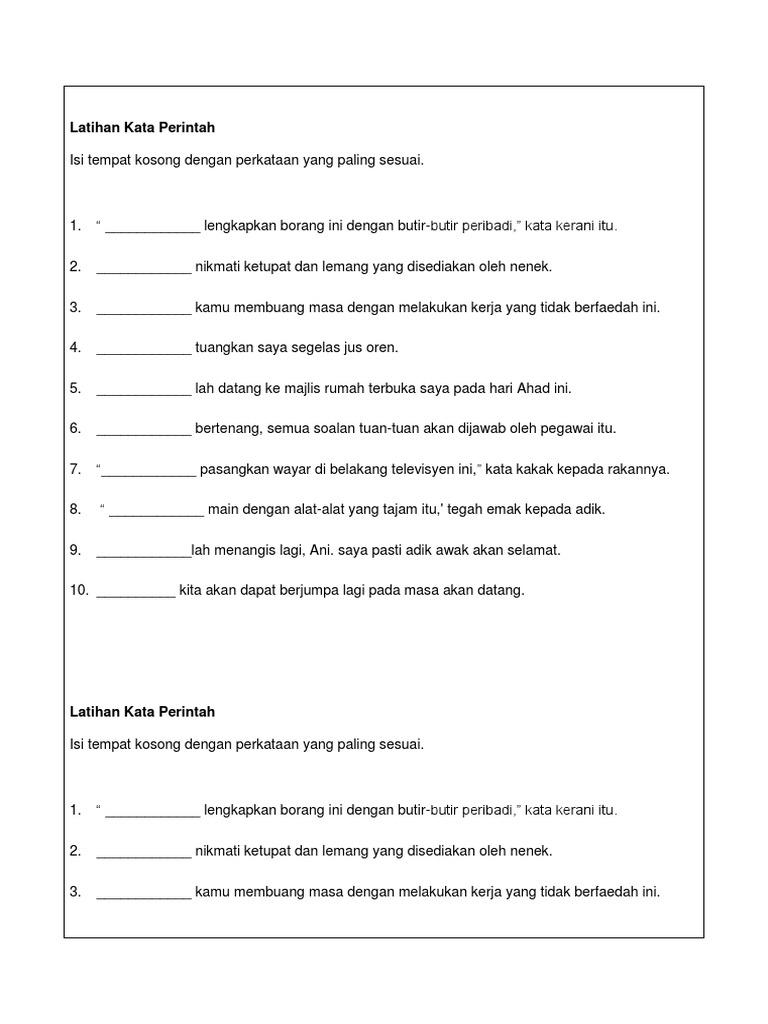 Latihan Kata Perintah