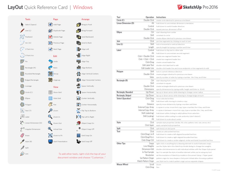 Sketchup Layout Quick Reference Card Sketch Up Double Click