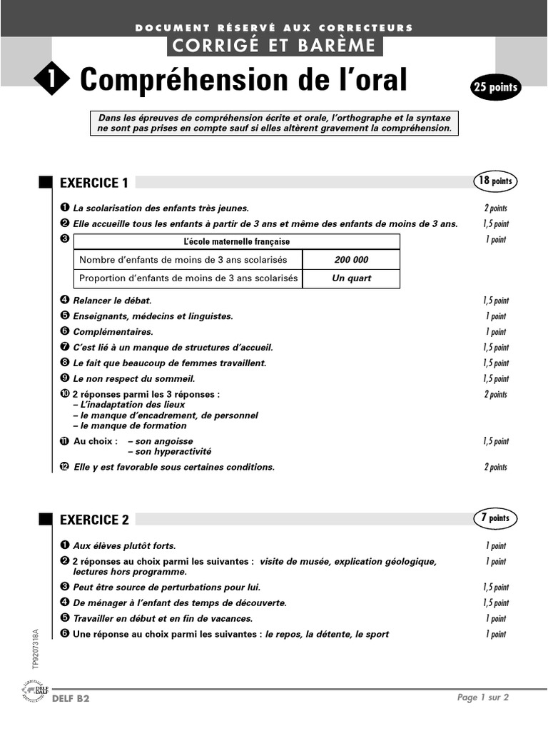 Corrigé DELF B2 Compréhension Écrite/Orale | PDF | Développement ...