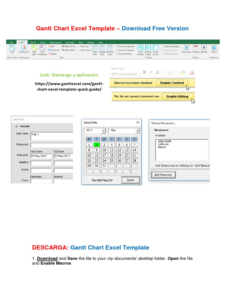 Free Gantt Chart Excel Template Download | PDF