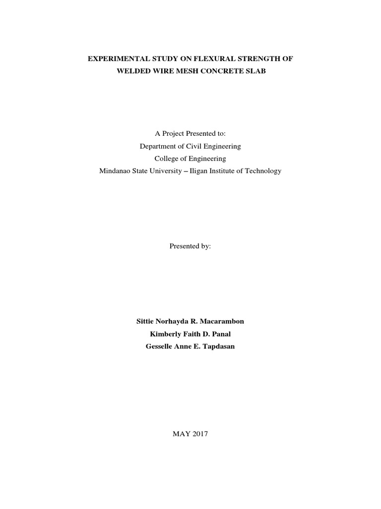 Experimental Study On Flexural Strength of Welded Wire Mesh Concrete