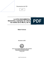 05. La cita documental Elementos y ejemplos de referencias en los estilos de la MLA y APA.pdf