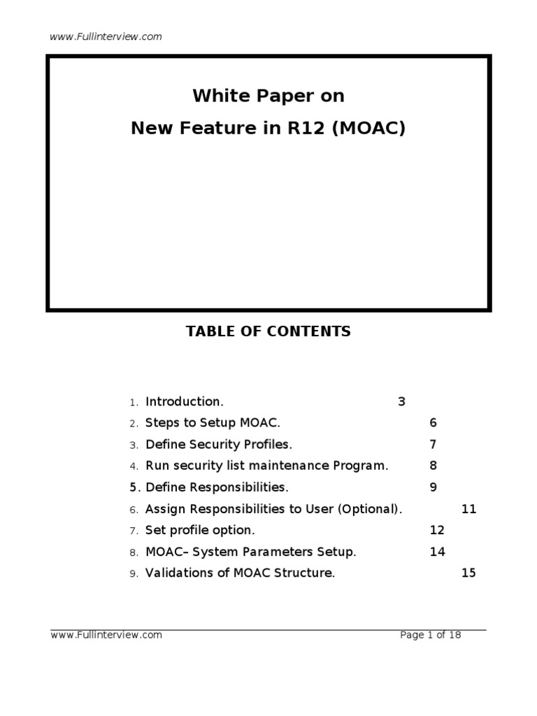 MOAC Setup in Oracle Apps R12 | PDF