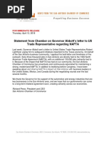 Statement from SA Chamber of Commerce on Gov. Abbott's letter to US Trade Representative regarding NAFTA.docx