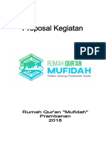 Proposal Donasi Rumah Qur'an Mufidah Prambanan 2018