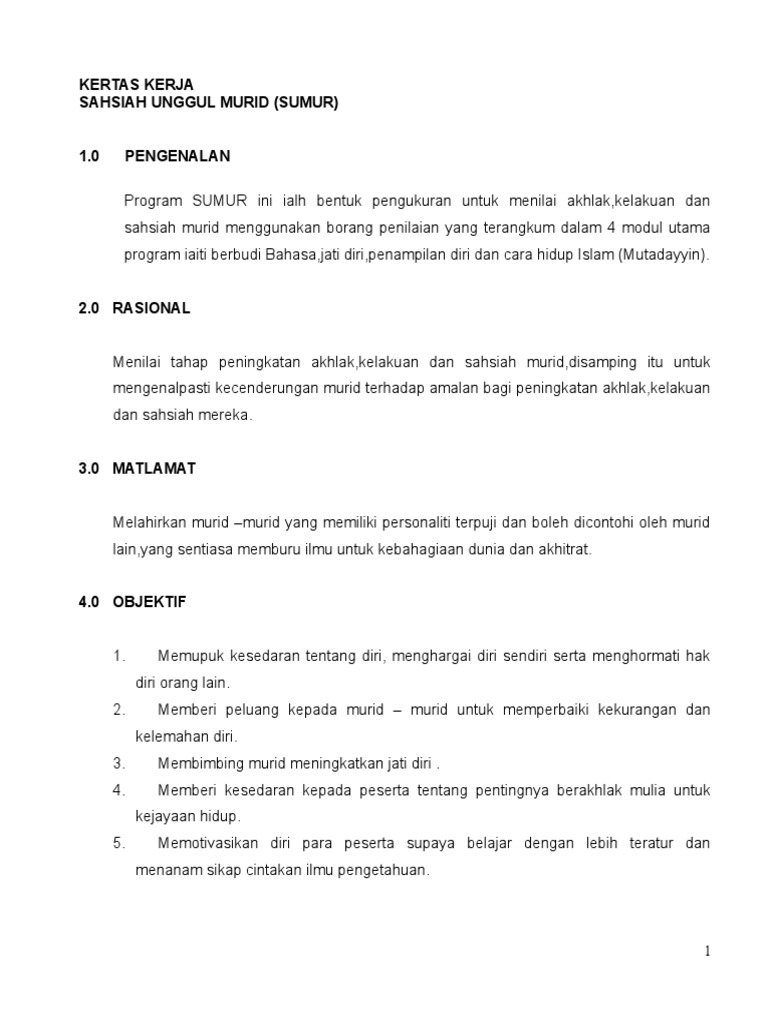 Kertas Kerja Program Sumur Pdf