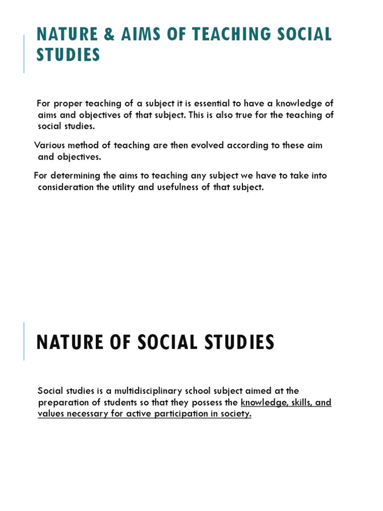 Social Studies Nature and Aims | PDF | Differentiated Instruction ...
