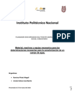 Material Necesario para Pruebas Caracterización de Cuerpo de Agua