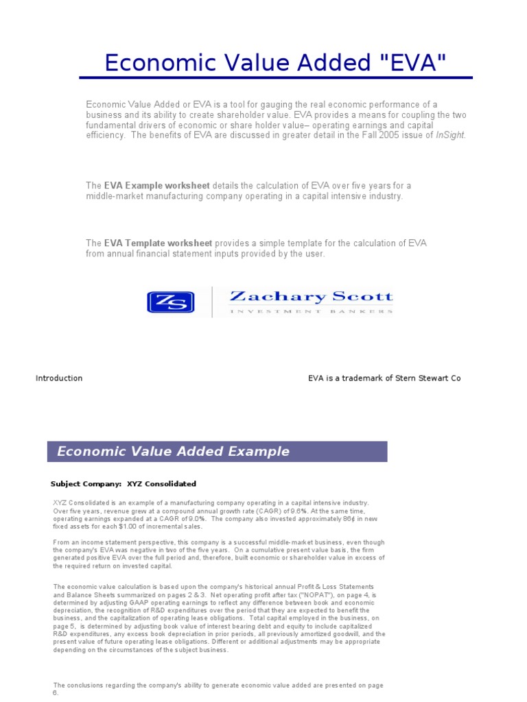 EVA Example Earnings Before Interest Expense
