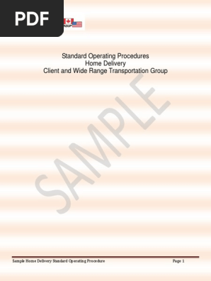 Sample Home Delivery Standard Operating Procedure