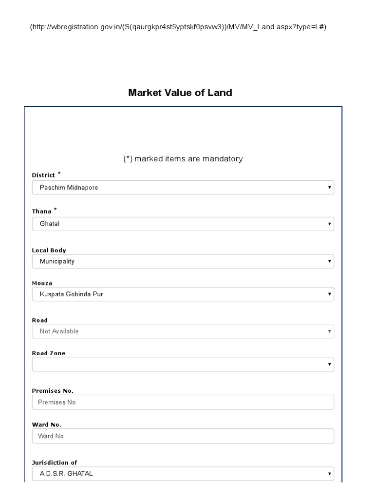 Market Value of Land in Ghatal | PDF | Government | Business