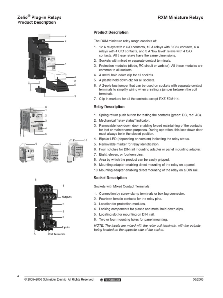 Schneader Electric RXM Relay Data | PDF | Relay | Electrical Connector