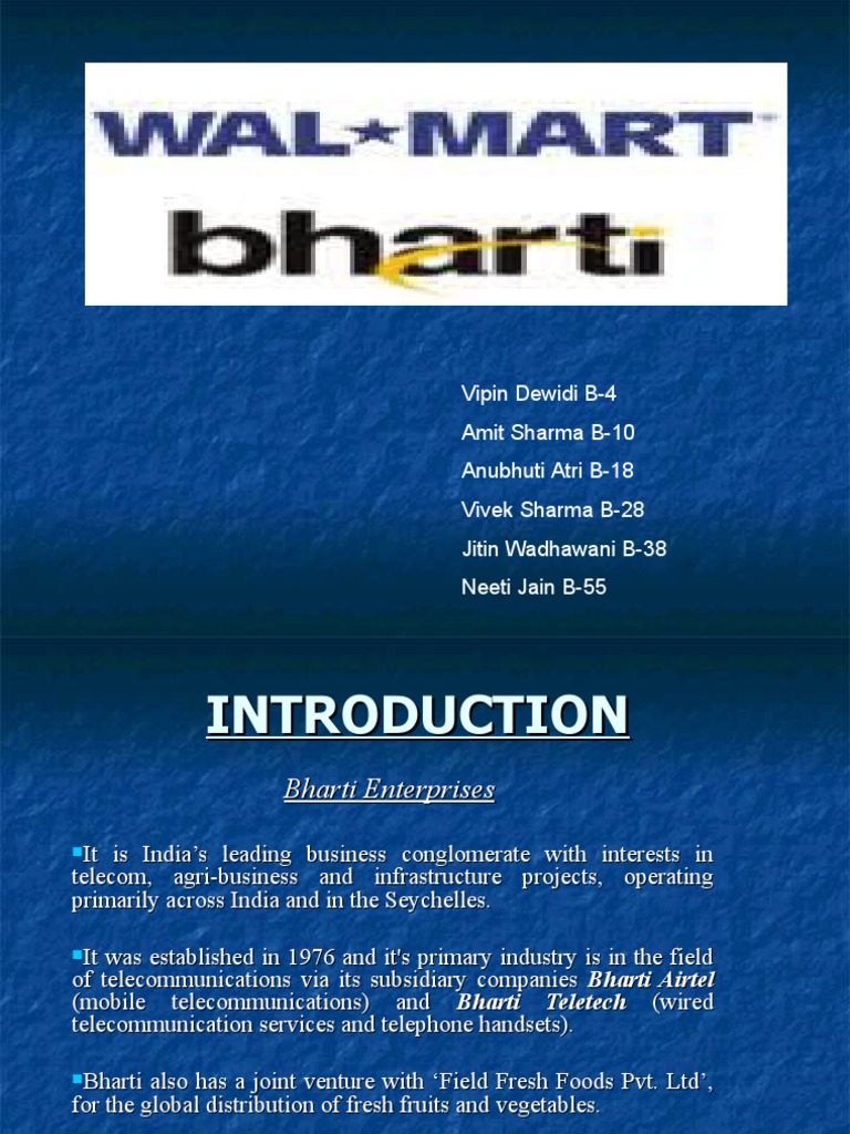 Bharti and Wallmart Walmart Joint Venture Free 30day Trial Scribd