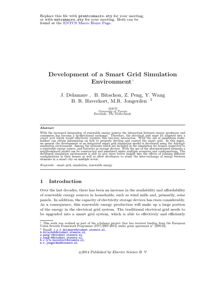 Development of A Smart Grid Simulation Environment | PDF | Smart Grid ...