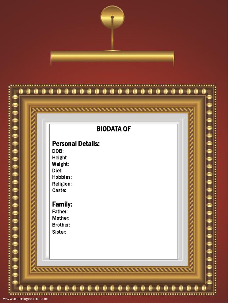 V1 Marriage Biodata Format | PDF