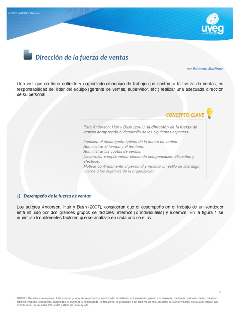 Direccion de La Fuerza de Ventas Asistente personal