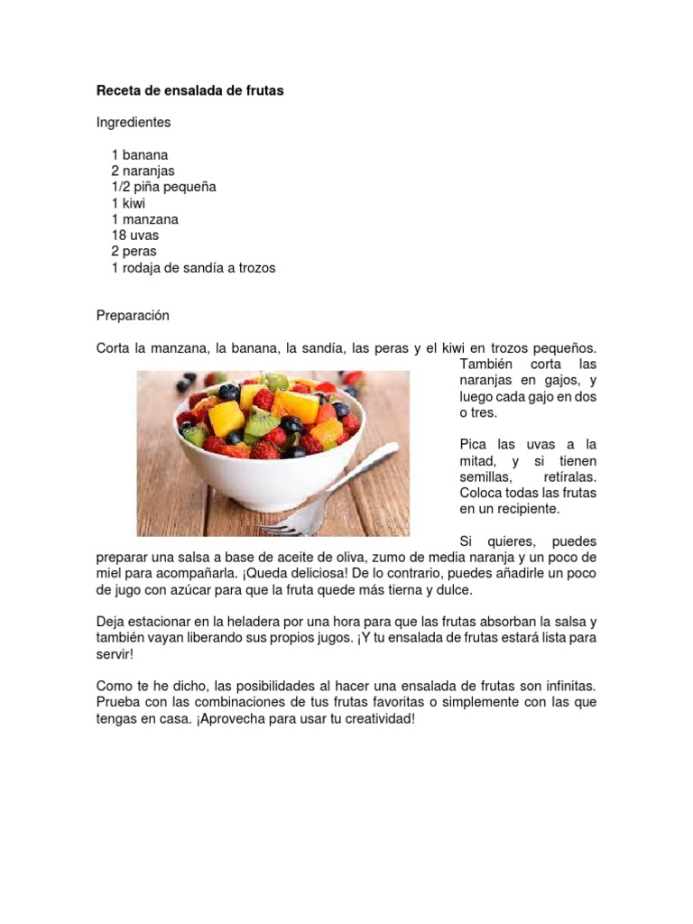 Receta de Ensalada de Frutas | PDF