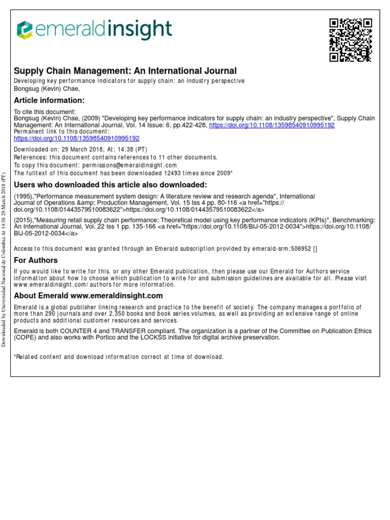 Essential KPIs for Supply Chain Success | PDF | Forecasting ...