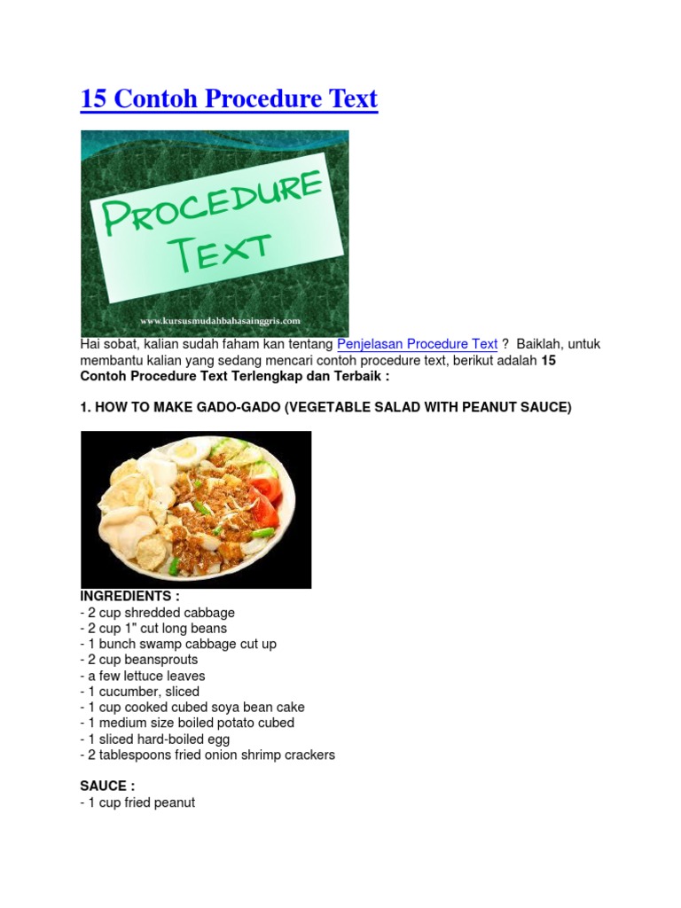 15 Contoh Procedure Text | PDF | Spoon | Food And Drink