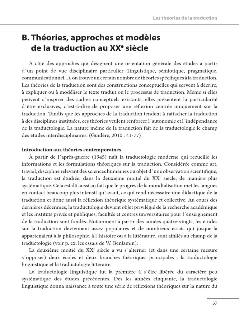Approches Et Modèles de La Traduction XXème PDF | Download Free PDF ...