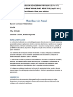 Planificación Anual de Matemática para Bachillerato Libre para Adultos