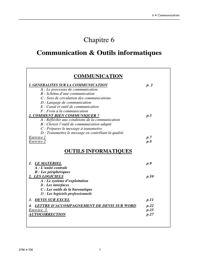 Communication et Outils Informatiques | PDF | Microsoft Excel | la ...