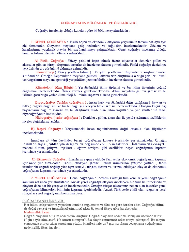 cografyanin bolumleri ve ozelli kleri pdf