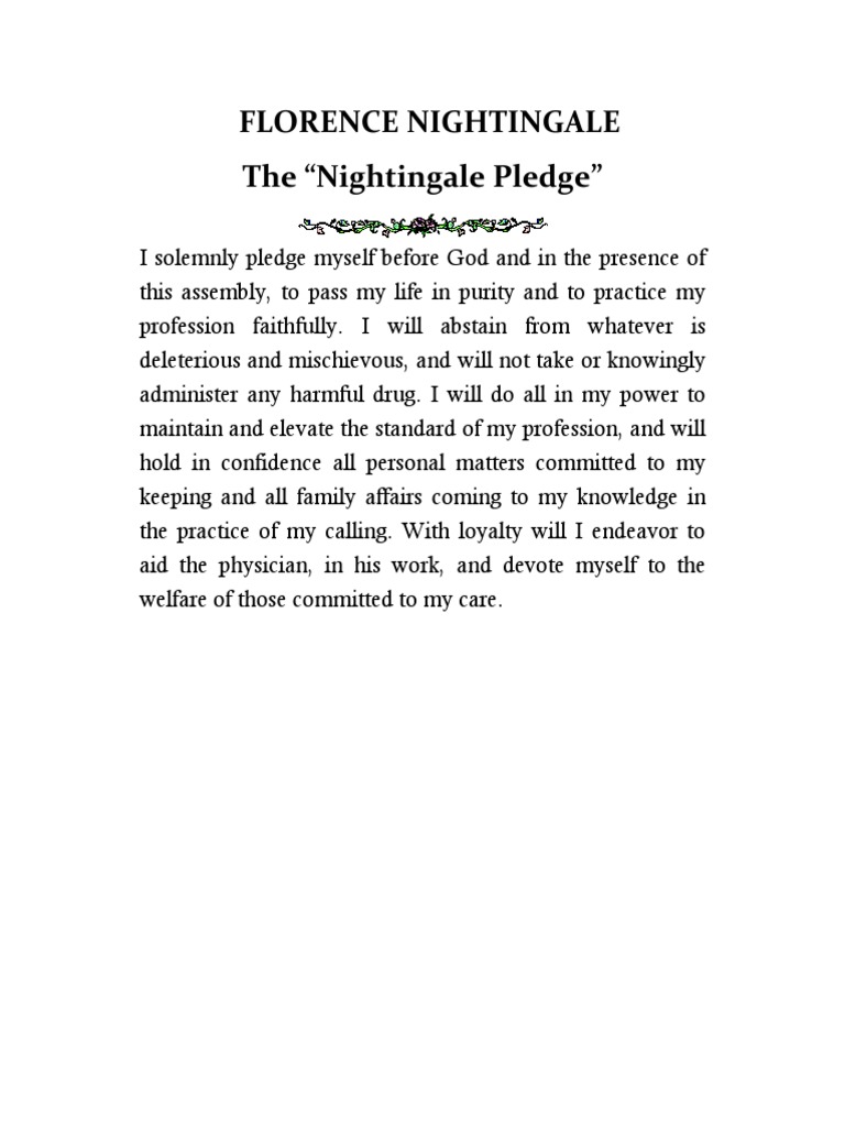Nightingale Pledge for Nurses | PDF
