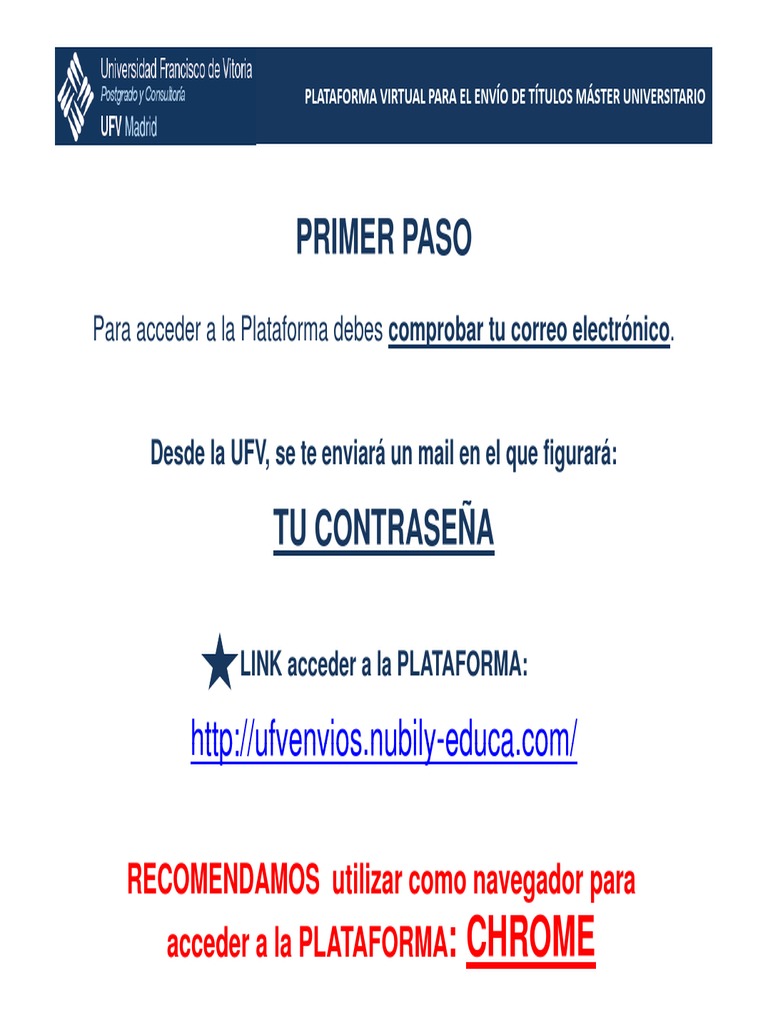 Instrucciones para Envío de Títulos Máster UFV | PDF | Contraseña ...