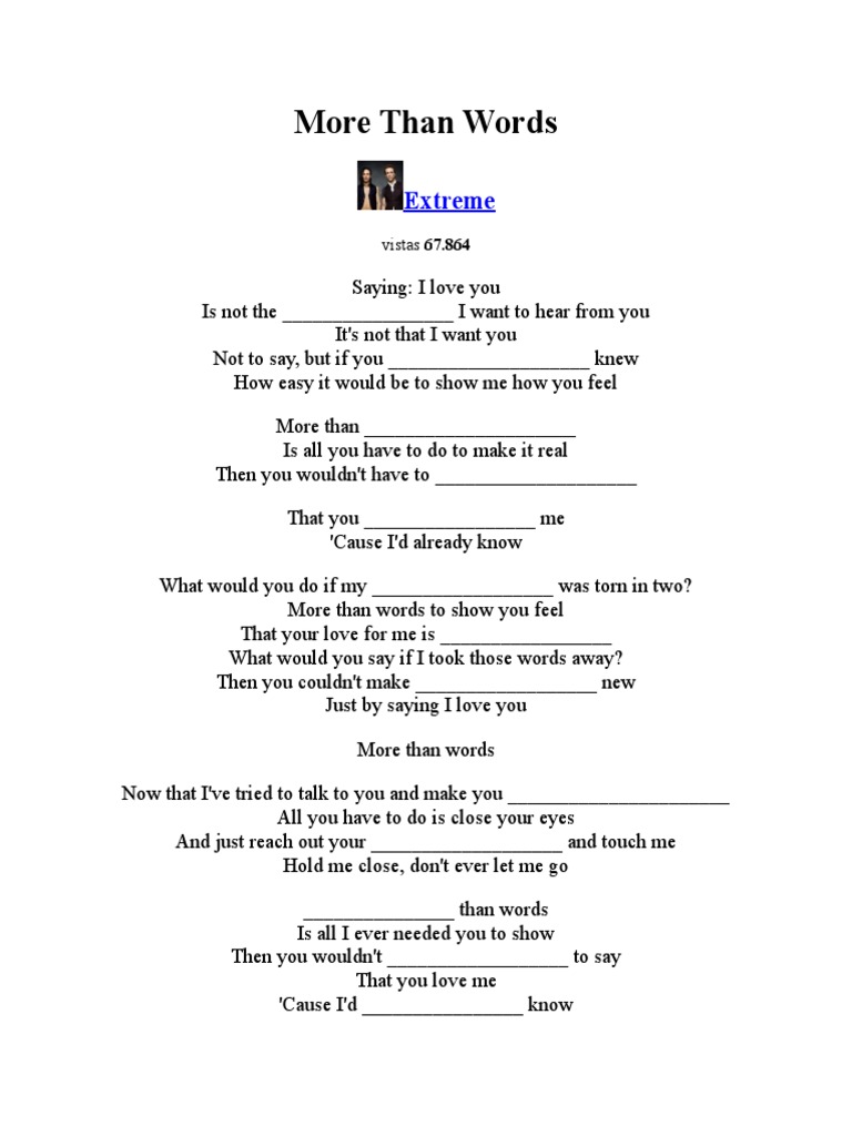 More than words lyrics pdf spanish language music