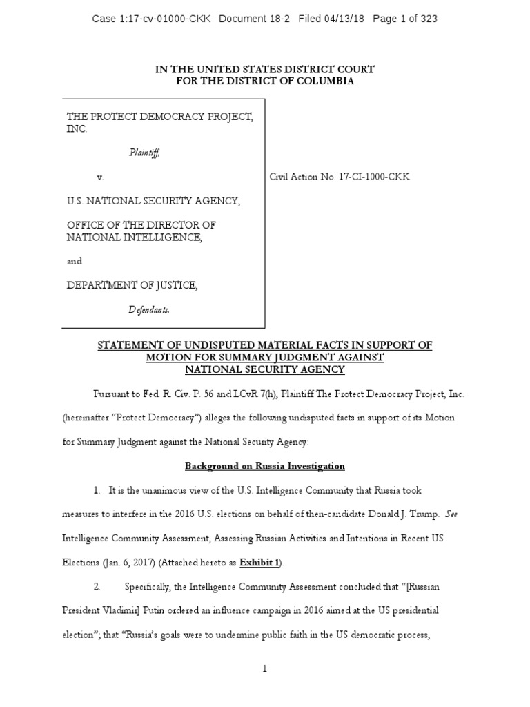 182 Plaintiff's Statement of Material Facts in Support of Motion For