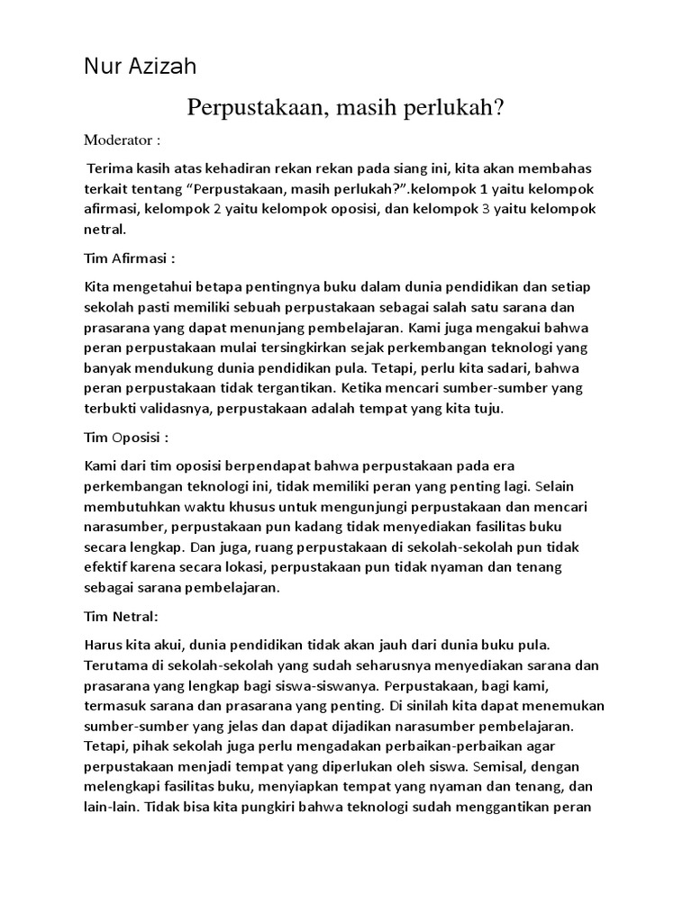 Kumpulan Teks Debat