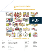 Containers and quantities English vocabulary list