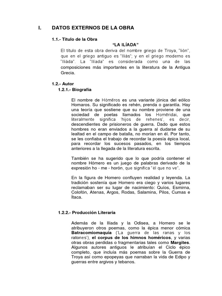 Aptitud boicotear Sótano Ficha La Iliada | PDF | Héctor | Aquiles