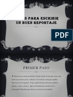 Pasos para Escribir Un Buen Reportaje