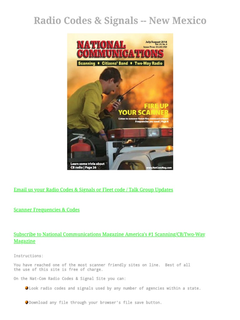 Radio Codes & Signals - New Mexico | PDF | Radio | Police