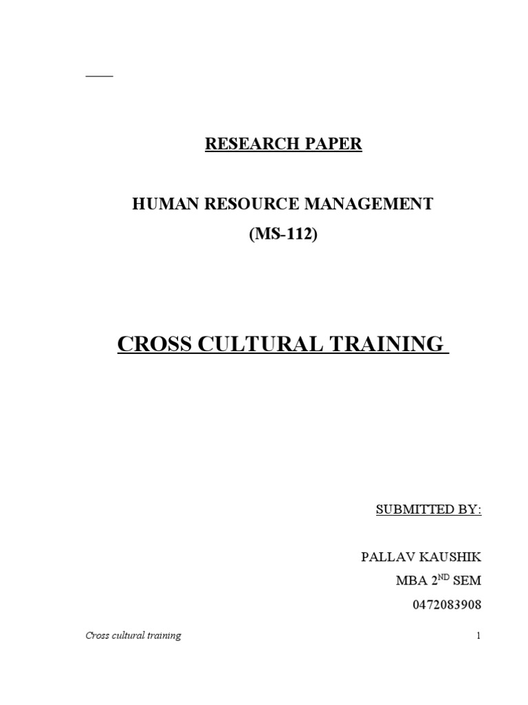 Cross Cultural Training | PDF
