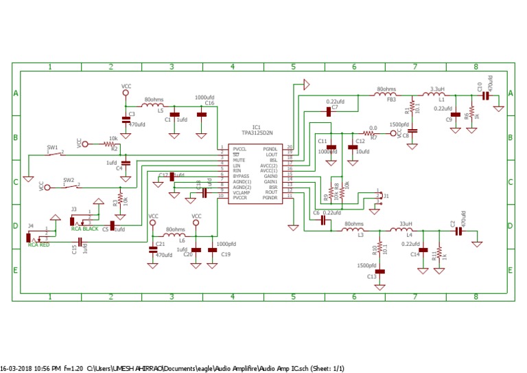 Audio Amplifier IC Schematic Diagram | PDF