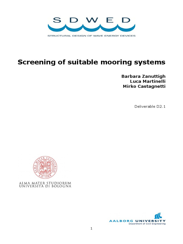 Screening of Suitable Mooring Systems PDF | PDF | Rope | Anchor