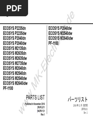 Part List Kyocera M2540 | PDF | Business