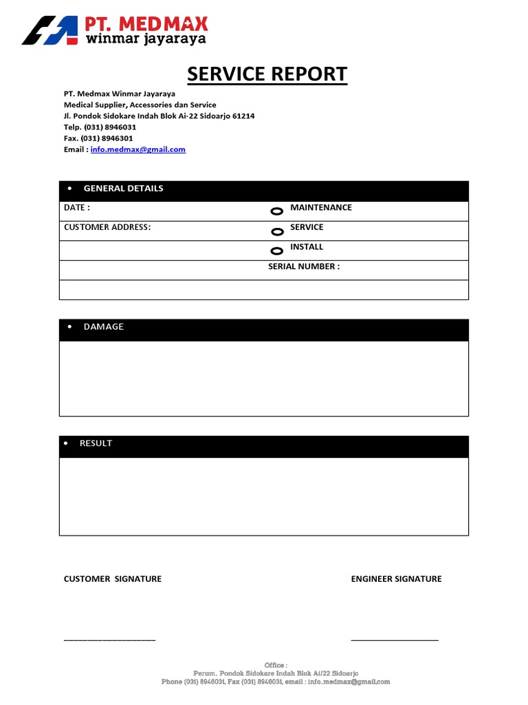 Medmax Service Report Template | PDF