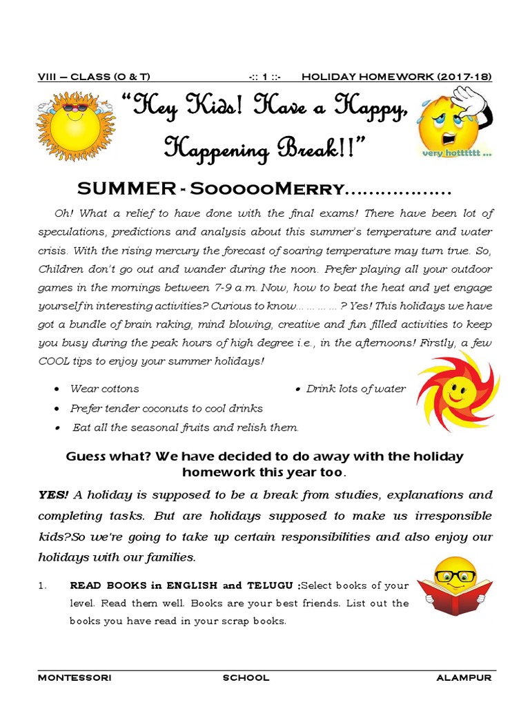 Summer holiday homework for class 8 science image