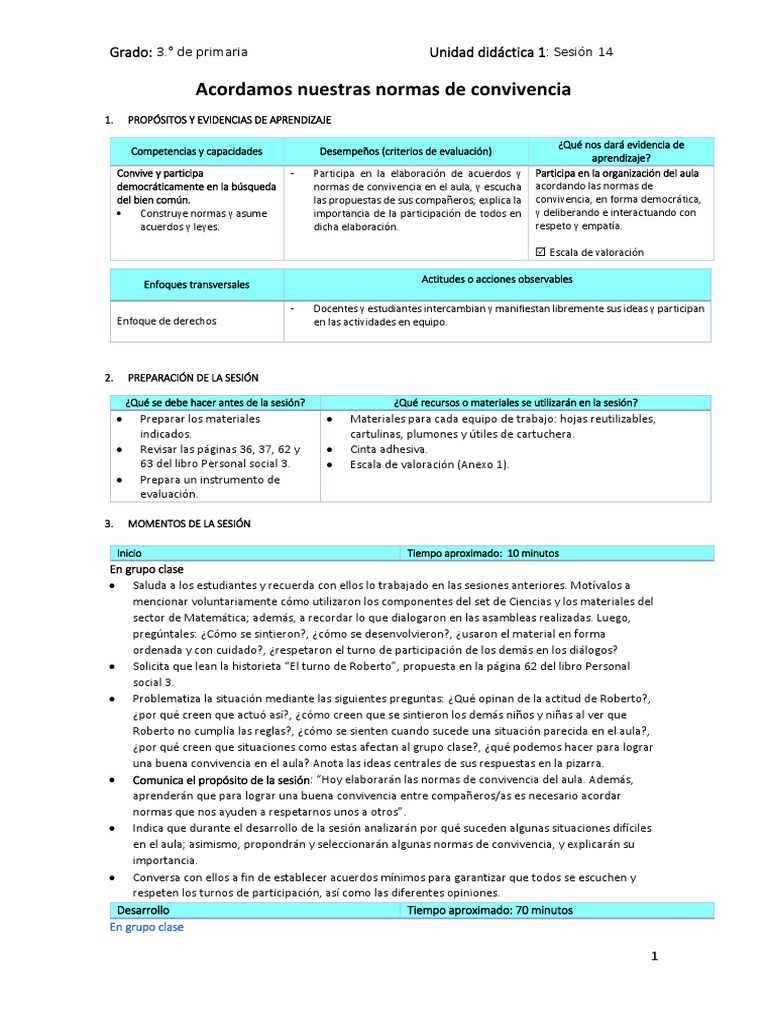 Normas de Convivencia en el Aula 3° | PDF | Evaluación | Toma de decisiones
