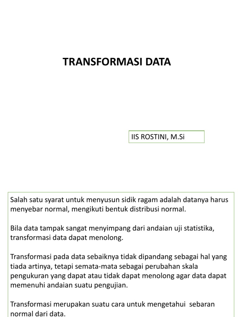 Syarat dan Tipe Transformasi Data | PDF | Metode & Bahan Ajar