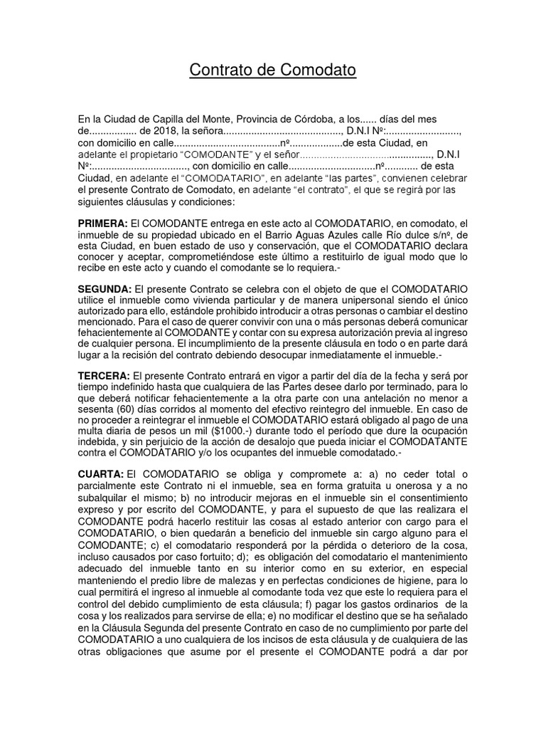 Contrato de Comodato | PDF | Gobierno