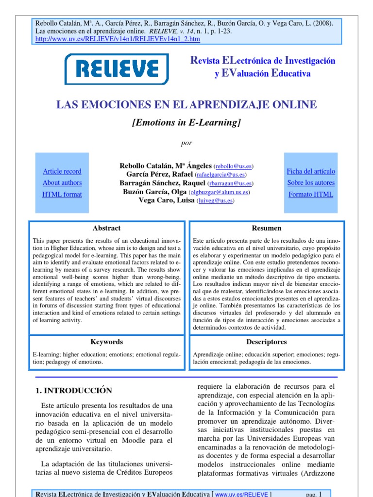 Emociones en el Aprendizaje Online | PDF | Las emociones | Aprendizaje