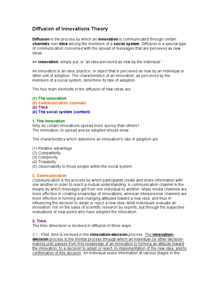 Diffusion of Innovations Idea Innovation