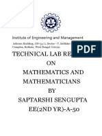 Technical Lab Report ON Mathematics and Mathematicians BY Saptarshi Sengupta EE (2ND YR) - A-50