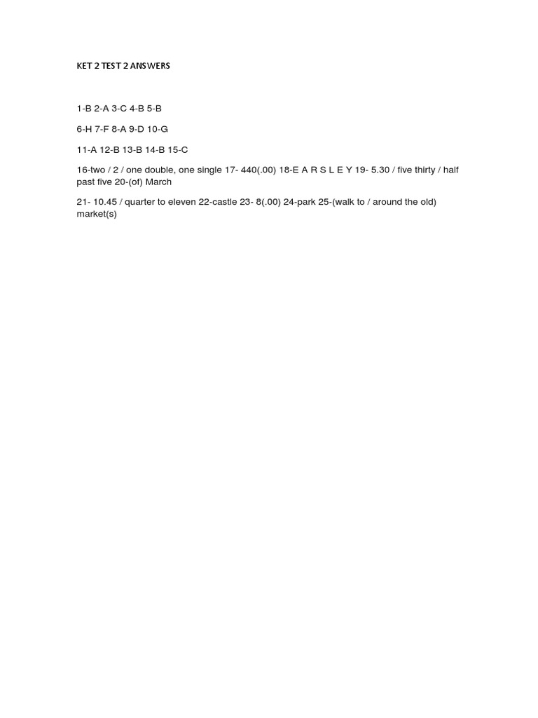 Ket 2 Test 2 Answers | PDF | Science & Mathematics
