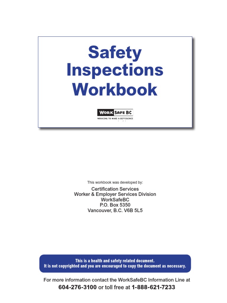 Safety Inspections Workbook PDF En Occupational Safety And Health